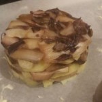 Tortino patate e trevisana con salsa allo zola